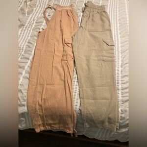 Casual Peach and Beige Cargo Pants